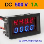 Panelový digitální voltmetr ampérmetr 500V 1A DC