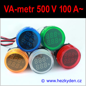 Digitální voltmetr ampérmetr LED kontrolka KOMBI AC