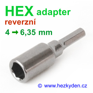Reverzní HEX adapter 4 - 6,35 mm