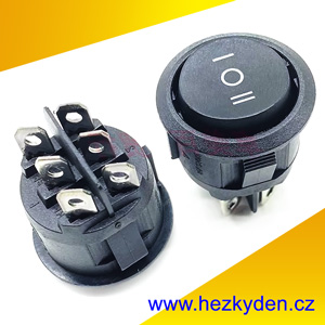 Kulatý kolébkový přepínač dvoupólový