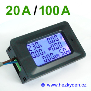 LCD panelový wattmetr měřič spotřeby 230 V AC