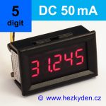 Panelový digitální ampérmetr LED - 5 míst - 50mA DC