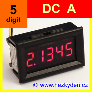 Panelový digitální ampérmetr DC - LED - 5 míst