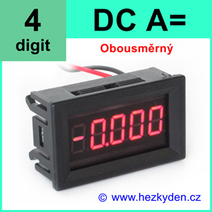 Panelový digitální ampérmetr LED obousměrný DC 4 místa - červený