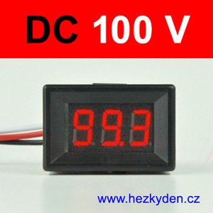 Panelový digitální voltmetr LED 3 místa Compact - červený