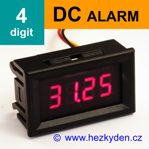 Panelový voltmetr LED - 4 místa - DC - alarm