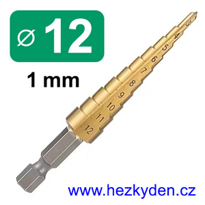 Stupňovitý vrták 12mm (1mm)