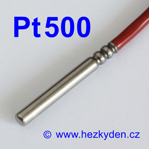 Teplotní senzor Pt500 s kabelem - krátký stonek