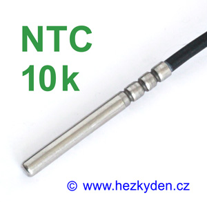 Termistor NTC 10k s kabelem - senzor v nerez stonku - průmyslové provedení