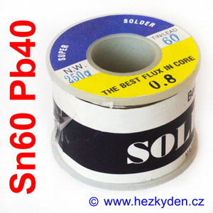 Trubičkový cín - měkká pájka - Sn60 Pb40 - 250g