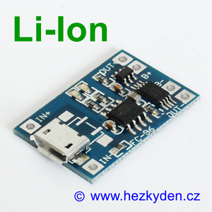 USB micro nabíjecí modul LiIon s ochranou