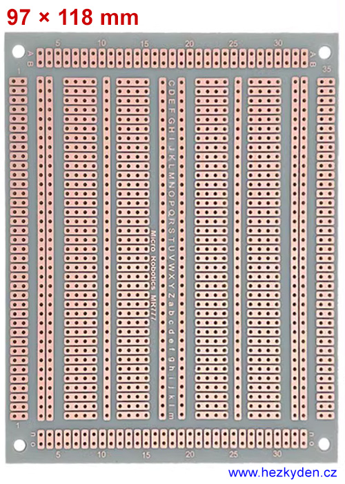 Bastldeska vrtaný univerzální plošný spoj 97 × 118 mm PROFI jednostranná SPECIAL - klišé Bastldeska vrtaný univerzální plošný spoj 97 × 118 mm PROFI jednostranná SPECIAL - klišé
