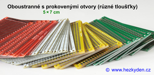 Bastldesky - univerzální plošné spoje 5x7 cm PROFI oboustranné barevné Bastldesky - univerzální plošné spoje 5x7 cm PROFI oboustranné barevné