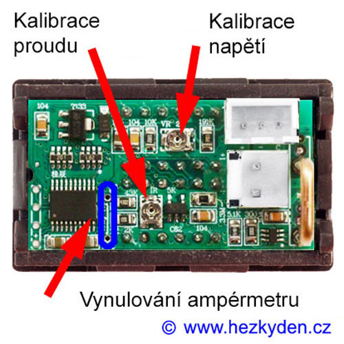 Kombinovaný voltmetr/ampérmetr 2x4 místa - kalibrace